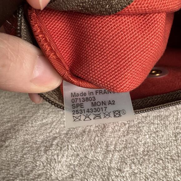 Longchamp Women’s Shoulder Bag Canvas Brown Gold Striped Tote Purse France Rare - Picture 6 of 12